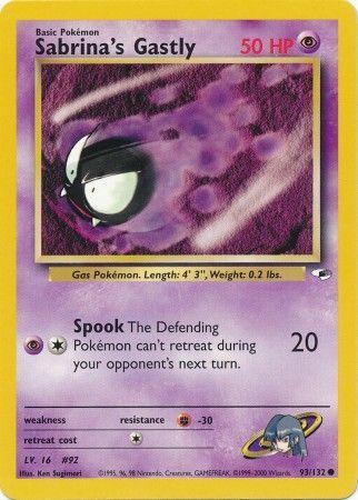 Sabrina's Gastly 093  - Unlimited Gym Heroes - Common Gym Heroes Pokemon Single  Squirtle Squad Card Shop.