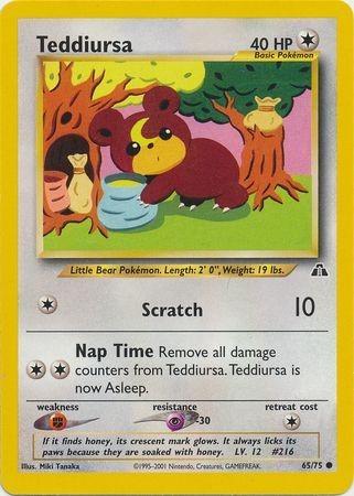 Teddiursa 065  - Unlimited Neo Discovery - Common Neo Discovery Pokemon Single  Squirtle Squad Card Shop.
