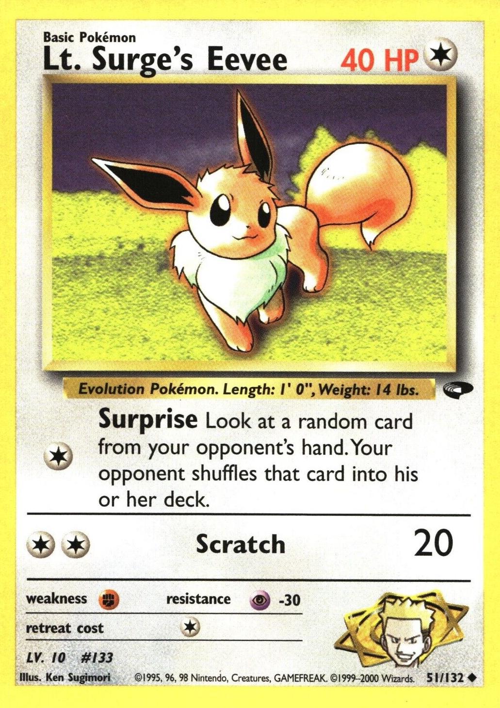 Lt. Surge's Eevee 051  - Unlimited Gym Challenge - Uncommon Gym Challenge Pokemon Single  Squirtle Squad Card Shop.