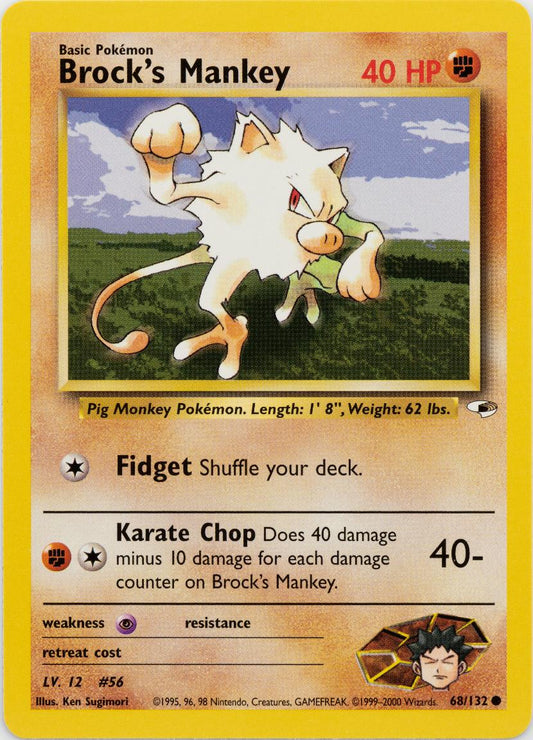 Brock's Mankey (68) (68) 068  - Unlimited Gym Heroes - Common Gym Heroes Pokemon Single  Squirtle Squad Card Shop.