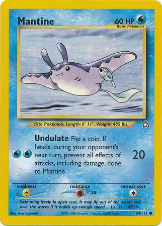 Mantine 064  - Unlimited Neo Genesis - Common Neo Genesis Pokemon Single  Squirtle Squad Card Shop.