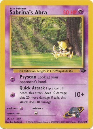 Sabrina's Abra (94) (94) 094  - Unlimited Gym Challenge - Common Gym Challenge Pokemon Single  Squirtle Squad Card Shop.