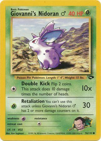 Giovanni's Nidoran M 076  - Unlimited Gym Challenge - Common Gym Challenge Pokemon Single  Squirtle Squad Card Shop.