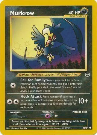 Murkrow 046  - Unlimited Neo Revelation - Common Neo Revelation Pokemon Single  Squirtle Squad Card Shop.