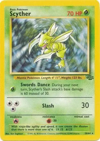 Scyther (26) (26) 026  - Unlimited Jungle - Rare Jungle Pokemon Single  Squirtle Squad Card Shop.