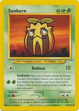 Sunkern 083  - Unlimited Neo Destiny - Common Neo Destiny Pokemon Single  Squirtle Squad Card Shop.
