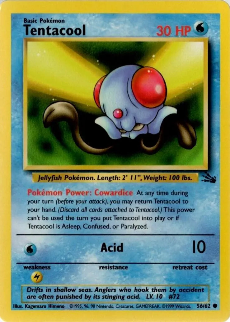 Tentacool 056/62 - Fossil Unlimited - Common Pokémon Card Fossil Pokemon Single  Squirtle Squad Card Shop.