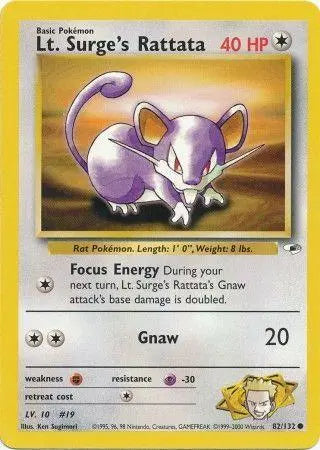 Lt. Surge's Rattata 082  - Unlimited Gym Heroes - Common Gym Heroes Pokemon Single  Squirtle Squad Card Shop.