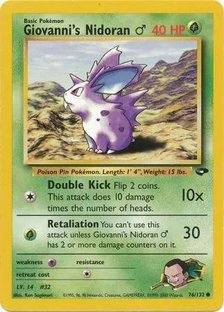 Giovanni's Nidoran M 076  - Unlimited Gym Challenge - Common Gym Challenge Pokemon Single  Squirtle Squad Card Shop.