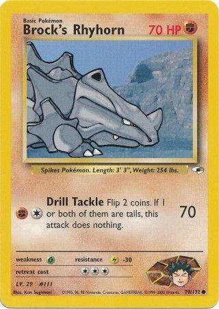 Brock's Rhyhorn (70) (70) 070  - Unlimited Gym Heroes - Common Gym Heroes Pokemon Single  Squirtle Squad Card Shop.
