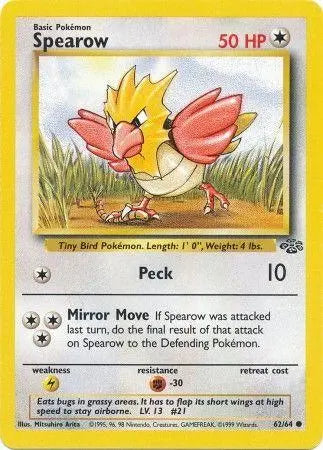 Spearow 62/64 Jungle Ulimited Pokemon Card Jungle Pokemon Single  Squirtle Squad Card Shop.