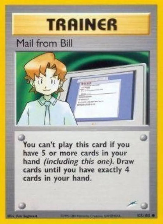 Mail from Bill 105  - Unlimited Neo Destiny - Common Neo Destiny Pokemon Single  Squirtle Squad Card Shop.