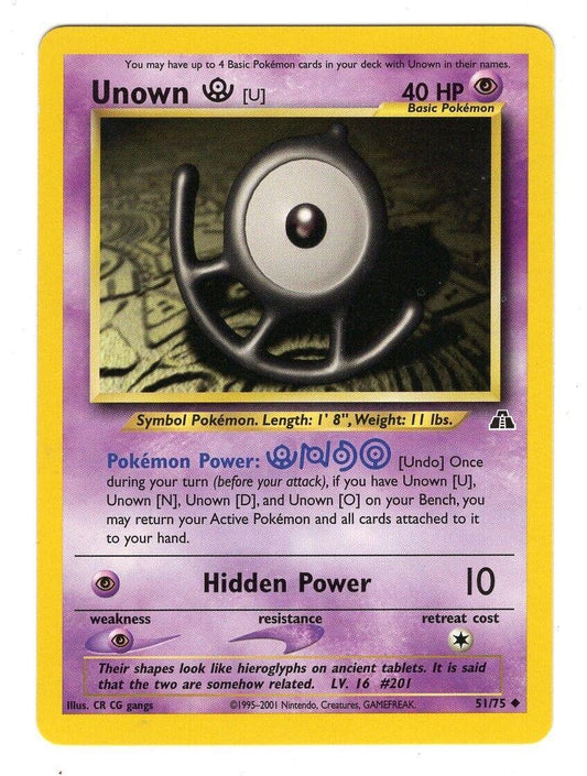 Unown [U] 051  - Unlimited Neo Discovery - Uncommon Neo Discovery Pokemon Single  Squirtle Squad Card Shop.
