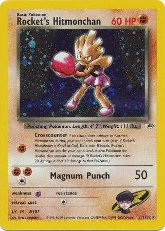 Rocket's Hitmonchan 011  - Unlimited Holofoil Gym Heroes - Holo Rare