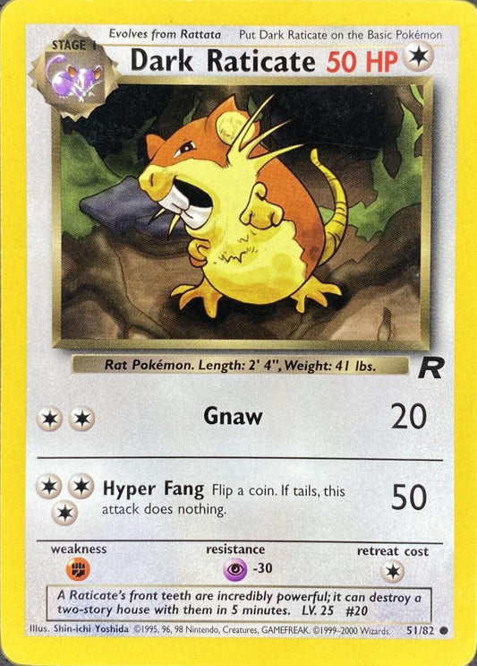 Dark Raticate 051  - Unlimited Team Rocket - Common Team Rocket Pokemon Single  Squirtle Squad Card Shop.