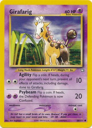 Girafarig 058  - Unlimited Neo Genesis - Common Neo Genesis Pokemon Single  Squirtle Squad Card Shop.