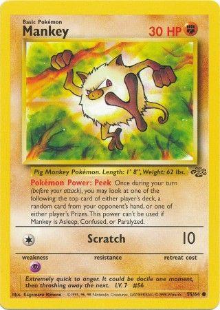 Mankey 55/64 Jungle Ulimited Pokemon Card Jungle Pokemon Single  Squirtle Squad Card Shop.