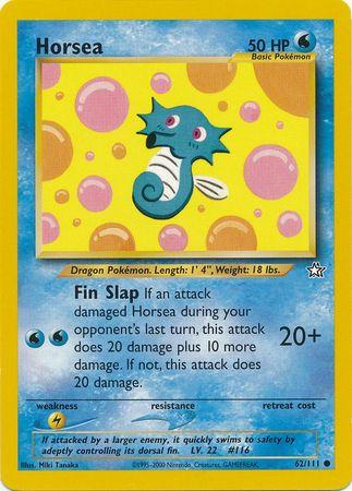 Horsea 062  - Unlimited Neo Genesis - Common Neo Genesis Pokemon Single  Squirtle Squad Card Shop.