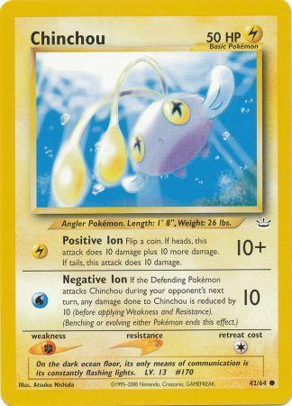 Chinchou 042  - Unlimited Neo Revelation - Common Neo Revelation Pokemon Single  Squirtle Squad Card Shop.