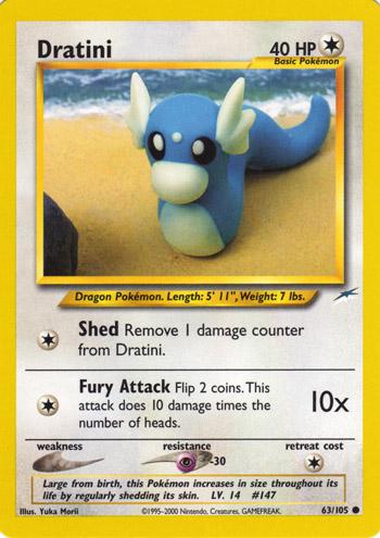 Dratini 063  - Unlimited Neo Destiny - Common Neo Destiny Pokemon Single  Squirtle Squad Card Shop.