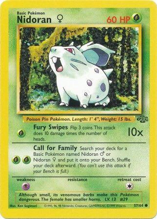 Nidoran 57/64 Jungle Ulimited Pokemon Card Jungle Pokemon Single  Squirtle Squad Card Shop.
