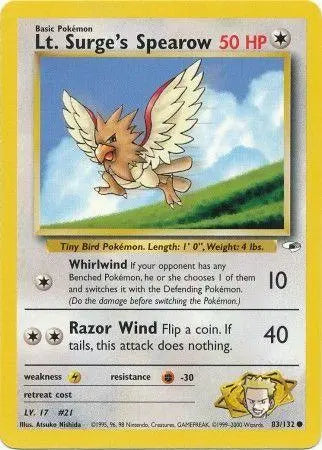 Lt. Surge's Spearow (83) (83) 083  - Unlimited Gym Heroes - Common Gym Heroes Pokemon Single  Squirtle Squad Card Shop.