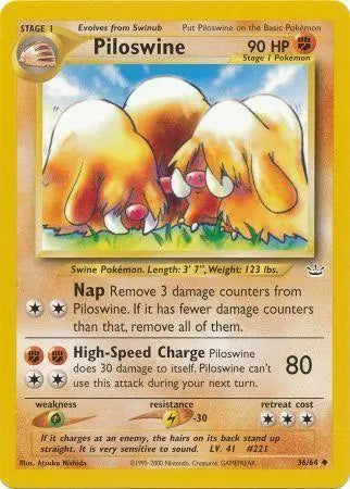 Piloswine 036  - Unlimited Neo Revelation - Uncommon Neo Revelation Pokemon Single  Squirtle Squad Card Shop.