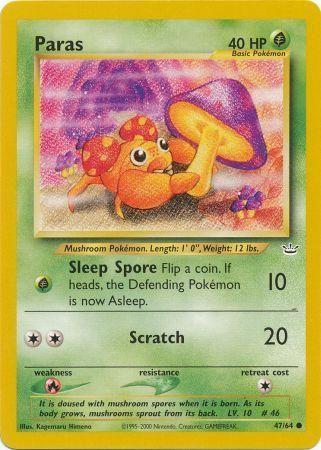 Paras 047  - Unlimited Neo Revelation - Common Neo Revelation Pokemon Single  Squirtle Squad Card Shop.