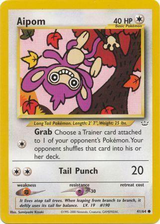 Aipom 041  - Unlimited Neo Revelation - Common Neo Revelation Pokemon Single  Squirtle Squad Card Shop.