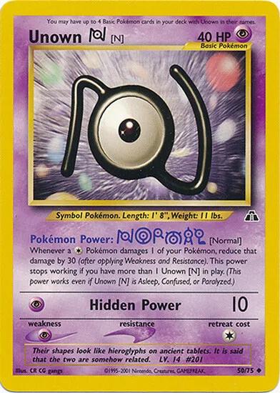 Unown [N] 050  - Unlimited Neo Discovery - Uncommon Neo Discovery Pokemon Single  Squirtle Squad Card Shop.