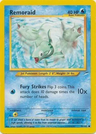 Remoraid 080  - Unlimited Neo Destiny - Common Neo Destiny Pokemon Single  Squirtle Squad Card Shop.