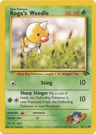 Koga's Weedle 082  - Unlimited Gym Challenge - Common Gym Challenge Pokemon Single  Squirtle Squad Card Shop.