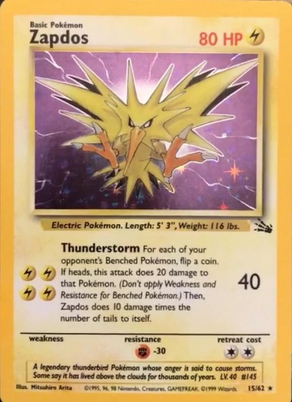 Pokémon TCG – Zapdos 015 – Fossil – Unlimited Holofoil – Holo Rare
