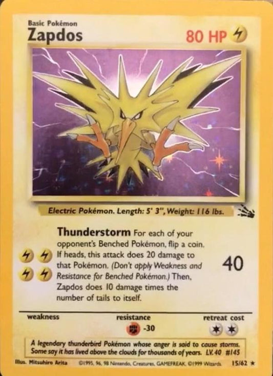 Pokémon TCG – Zapdos 015 – Fossil – Unlimited Holofoil – Holo Rare