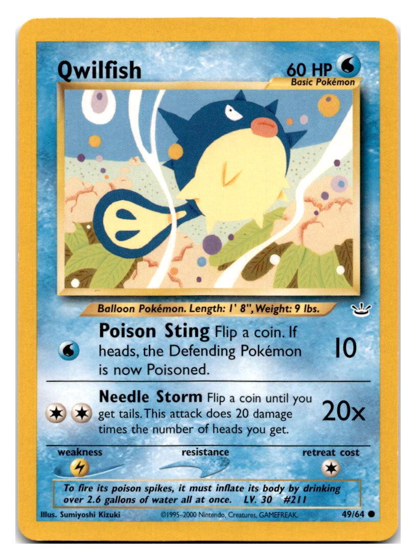 Qwilfish 049  - Unlimited Neo Revelation - Common Neo Revelation Pokemon Single  Squirtle Squad Card Shop.