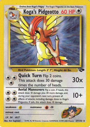 Koga's Pidgeotto 027  - Unlimited Gym Challenge - Rare Gym Challenge Pokemon Single  Squirtle Squad Card Shop.