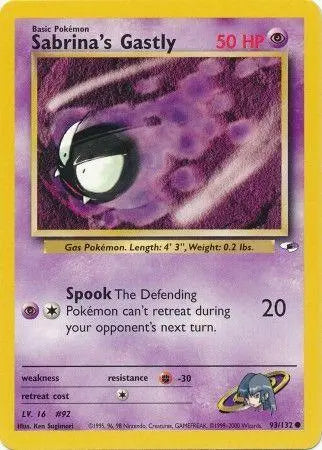 Sabrina's Gastly 093  - Unlimited Gym Heroes - Common Gym Heroes Pokemon Single  Squirtle Squad Card Shop.