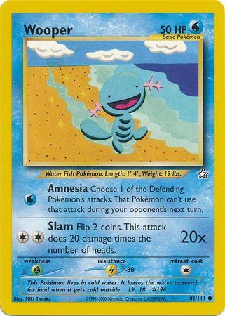 Wooper 082  - Unlimited Neo Genesis - Common Neo Genesis Pokemon Single  Squirtle Squad Card Shop.