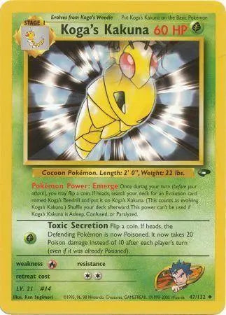 Koga's Kakuna 047  - Unlimited Gym Challenge - Uncommon Gym Challenge Pokemon Single  Squirtle Squad Card Shop.