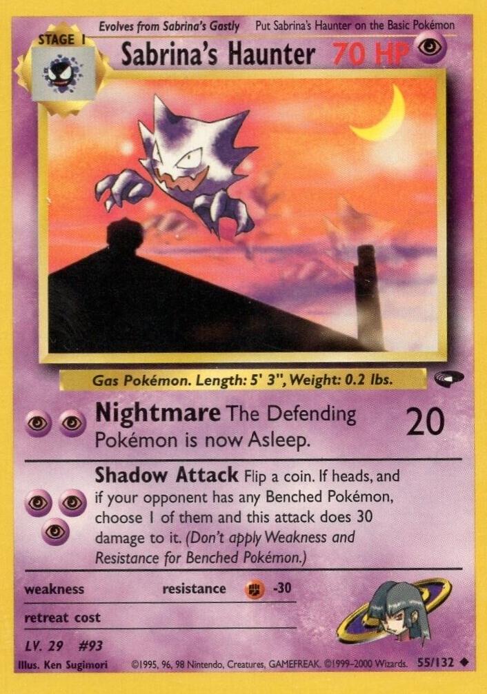 Sabrina's Haunter 055  - Unlimited Gym Challenge - Uncommon Gym Challenge Pokemon Single  Squirtle Squad Card Shop.