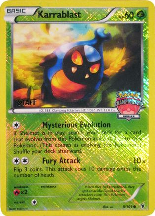 Karrablast - 8/101 (Championship Series) [Staff]/101  - Reverse Holofoil League & Championship Cards - Promo League & Championship Cards Pokemon Single  Squirtle Squad Card Shop.