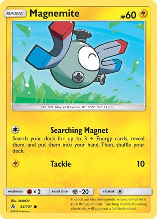Magnemite 034  - Reverse Holofoil SM  Forbidden Light - Common SM - Forbidden Light Pokemon Single  Squirtle Squad Card Shop.