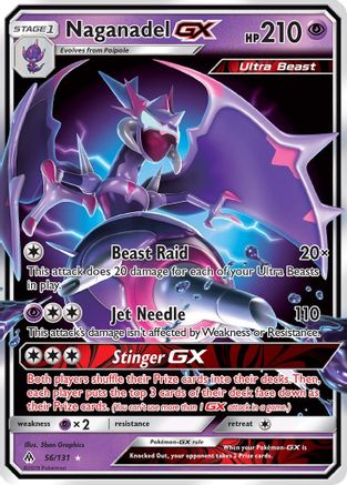 Naganadel GX 056  - Holofoil SM  Forbidden Light - Ultra Rare SM - Forbidden Light Pokemon Single  Squirtle Squad Card Shop.
