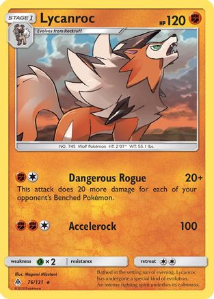 Lycanroc 076/131  - Reverse Holofoil SM  Forbidden Light - Rare SM - Forbidden Light Pokemon Single  Squirtle Squad Card Shop.