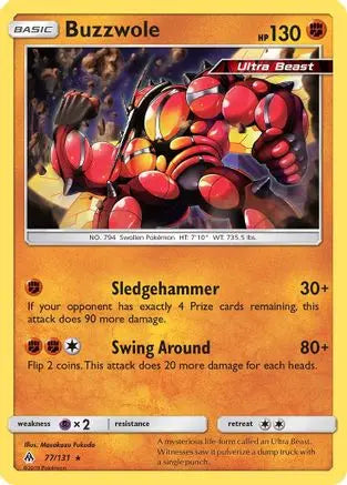 Buzzwole 077  - Reverse Holofoil SM  Forbidden Light - Rare