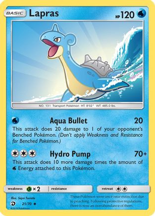 Lapras 021  - Reverse Holofoil Dragon Majesty - Uncommon Dragon Majesty Pokemon Single  Squirtle Squad Card Shop.