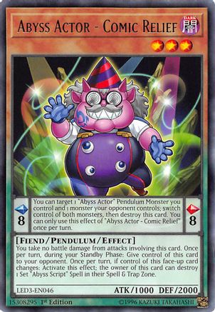 Abyss Actor - Comic Relief (LED3-EN046) - Legendary Duelists: White Dragon Abyss 1st Edition Legendary Duelists: White Dragon Abyss Yugioh Single  Squirtle Squad Card Shop.