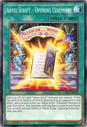 Abyss Script - Opening Ceremony (LED3-EN053) - Legendary Duelists: White Dragon Abyss 1st Edition Legendary Duelists: White Dragon Abyss Yugioh Single  Squirtle Squad Card Shop.