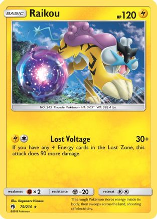 Raikou 079/214  SM  Lost Thunder - Rare SM - Lost Thunder Pokemon Single  Squirtle Squad Card Shop.