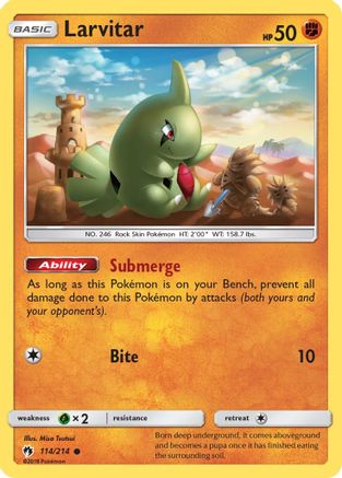 Larvitar (114) (114) 114  - Reverse Holofoil SM  Lost Thunder - Common SM - Lost Thunder Pokemon Single  Squirtle Squad Card Shop.